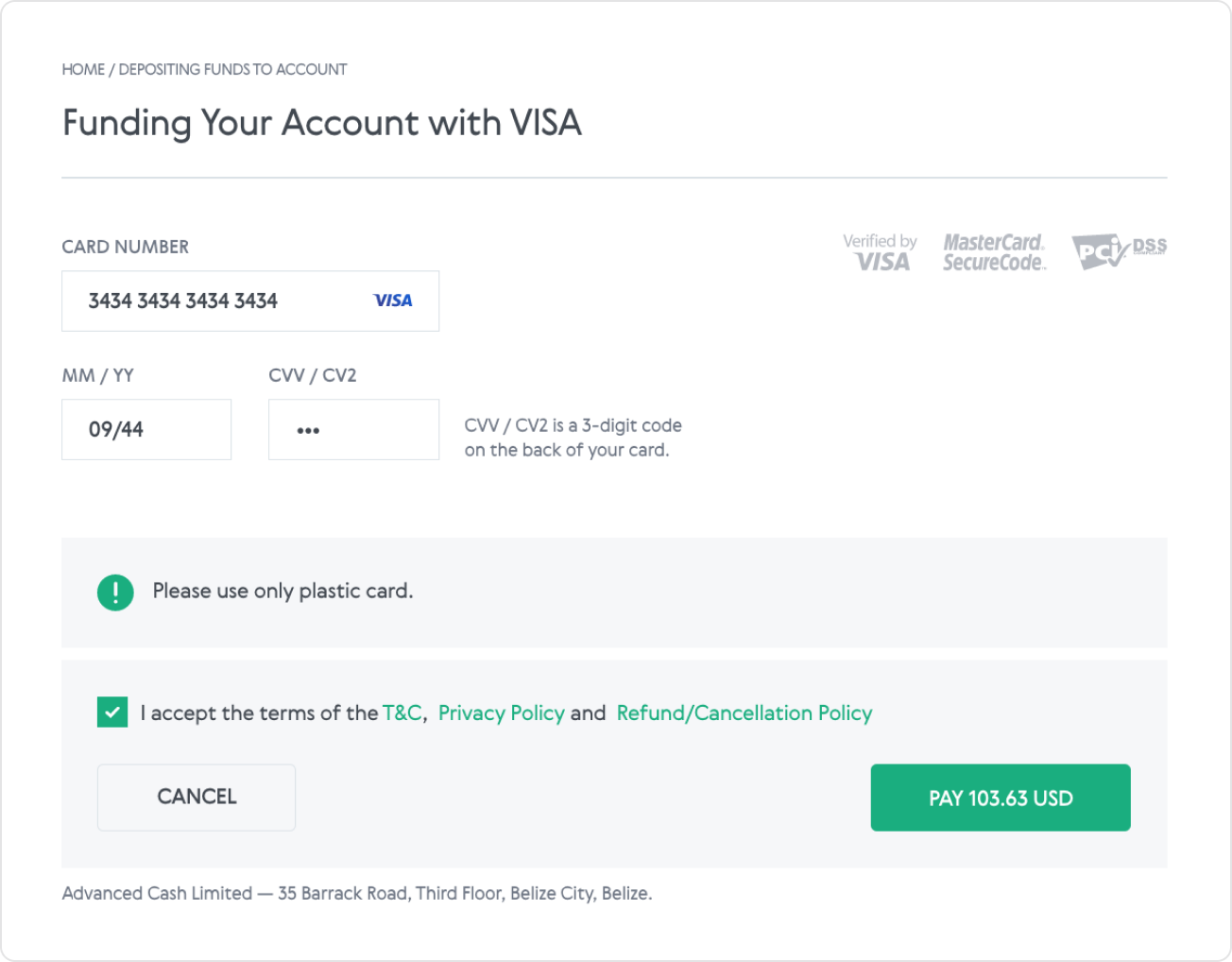 How can I deposit funds to my account with a credit or debit card? – Volet.com  Help Center